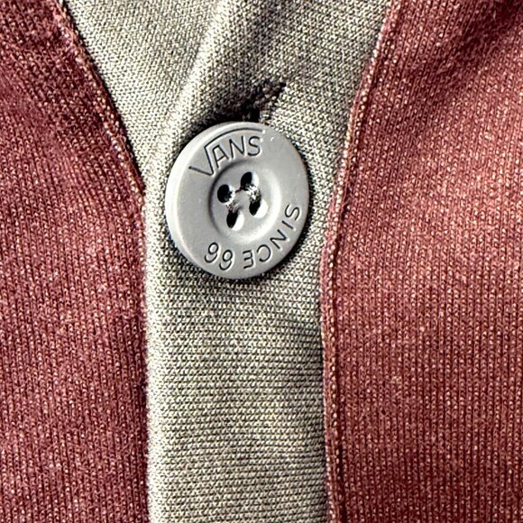 Vans Button-Up Cardigan Mens Size L Maroon/Gray TIE Print Inside Grandpa Sweater - Picture 4 of 9